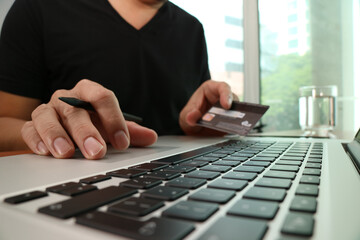 Online Payment with Credit Card and Laptop