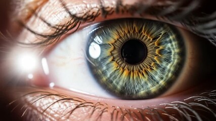 Green hazel eyes with detailed textures, human beauty, human eye anatomy, captivating iris - Powered by Adobe