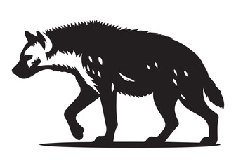 hyena logo silhouette vector, hyena silhouette vector illustration, animal vector silhouette of a hyena design,  angry hyena logo silhouette, animal wildlife logo silhouette vector on white background