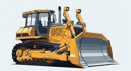 Detailed Illustration of a Powerful Yellow Bulldozer