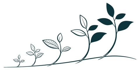 Elegant single continuous line art illustration of a delicate growing sprout emerging from the earth symbolizing new life growth and natural development in a clean design aesthetic