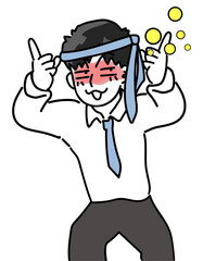 酔っ払ってヘベレケになる若手社員のベクターイラスト