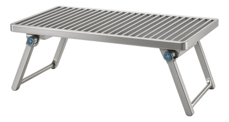 Stainless steel grill grate with foldable legs for outdoor barbecues