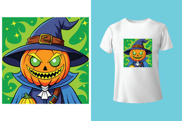 Scary angry scarecrow Halloween party illustration silhouette t shirt design