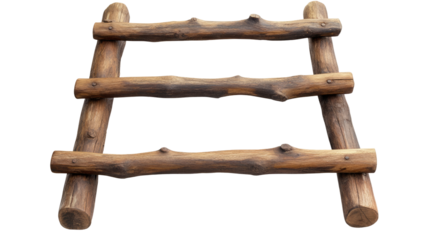 Wood Ladder Rustic Step Climbing Tool isolated on white background