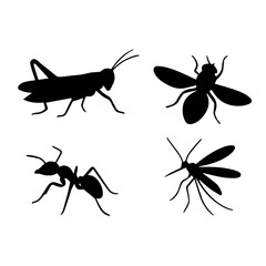 clipart silhouettes Grasshoppers, insects, ants, mosquitoes