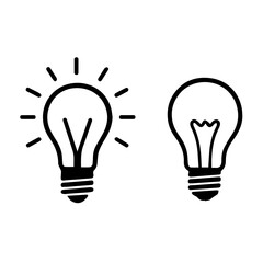 clipart silhouettes Light bulbs that are bright and not turned on design for templates.