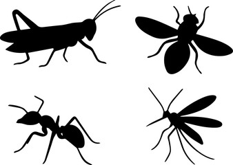 clipart silhouettes Grasshoppers, insects, ants, mosquitoes