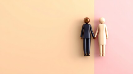 Gender equality businessman and businesswoman holding. Equal opportunity executive entrepreneur professional equity holding partnership career occupation commerce finance