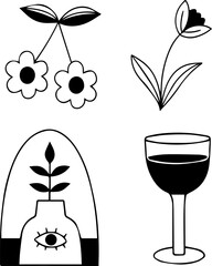 Hand drawn line doodle design for templates.