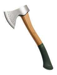 Hand-forged steel throwing axe with a curved hickory handle for accuracy drills