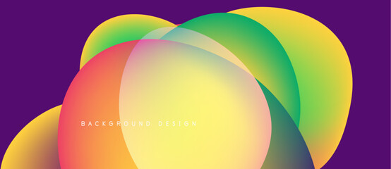 Fototapeta premium Abstract colorful overlapping circles create vibrant background. Smooth gradients blend hues, forming dynamic visual effect. Modern design element.