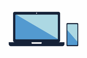  illustration of laptop and  smartphone,  modern technological concept