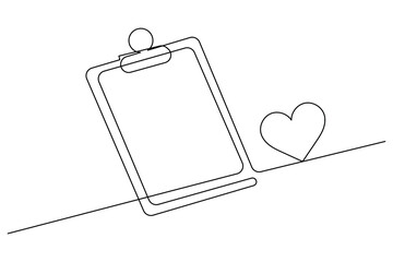 One line drawing of clipboard minimalist outline vector art

