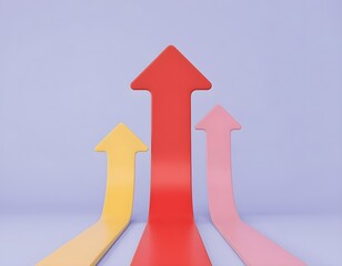 3d render glossy illustration of upward pointing arrows symbolizing financial growth or progress. Ensuring a professional and dynamic look for business success.