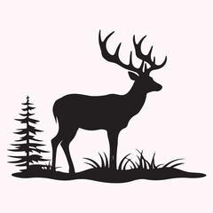 Deer Drinking Water Silhouette