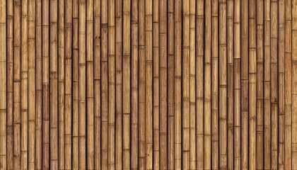 Fototapeta premium Close-up of a bamboo fence with vertical slats and natural color variations