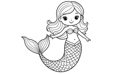 Cute Black And White Mermaid