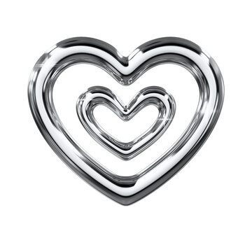 3d chrome icon heart	