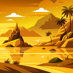 sunset and palm trees