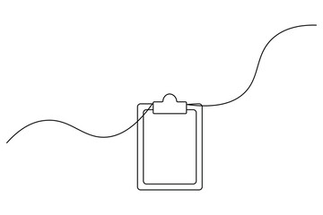 Obraz premium One line drawing of clipboard minimalist outline vector art