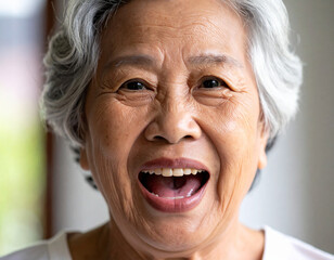 senior woman screaming