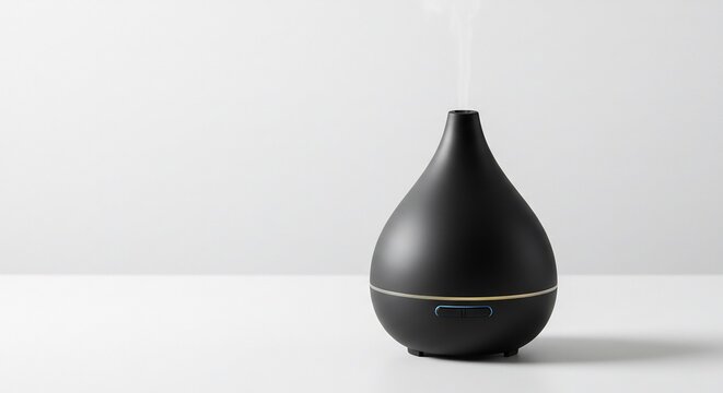 Diffuseur noir �l�gant diffuse vapeur douce lumi�re douce. AI Generated