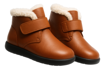Sherpa-lined booties with velcro strap