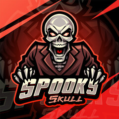 Spooky skull esport mascot logo design
