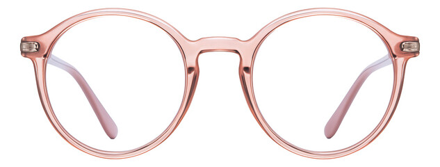 Round blue light blocking glasses with translucent pink frames