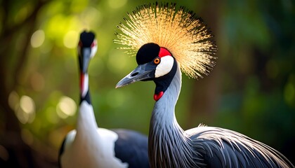 Fototapeta premium Gray crane portrait in natural setting