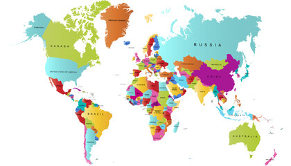 Obraz premium World map. Color modern vector map. Silhouette map