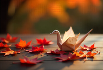 A powerful symbol: a beautifully composed shot of a paper crane, a symbol of hope and peace.