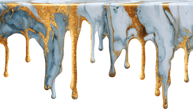 Abstract marble paint stains with colorful drips and sparkling textures on a smooth background
