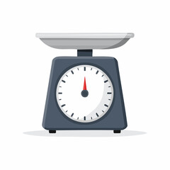 Analog Kitchen Scale with Silver Tray and Red Pointer Indicating Measurement