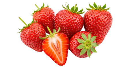 Isolated Group of Fresh Red Strawberries