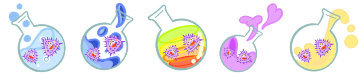 Virus Flask Illustration PNG for Science, Laboratory, and Biology Design