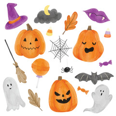 Watercolor Halloween Clipart Bundle
