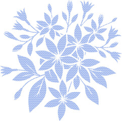 Fototapeta premium Delicate light blue floral bouquet with a polka dot pattern vector illustration, perfect for spring or summer designs. Elegant and whimsical.