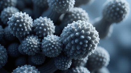 A close-up micrograph of the black Aspergillus fungus, showing in great clarity its distinctive black spore structure and hyphae 