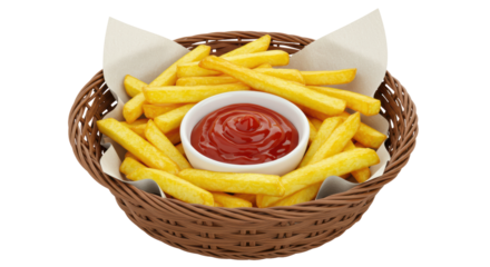 Isolated French Fries with Ketchup