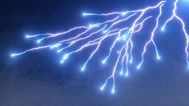Electric Plasma Arcs Crawling. High Voltage Discharge on Black Background. Futuristic Science Effect