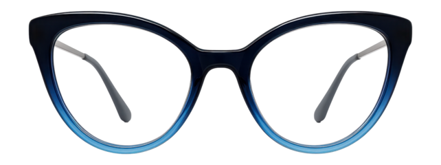 Gradient cat-eye glasses with ombre blue frames and lightweight arms