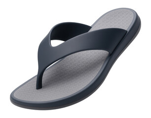 Rubber flip-flops with wide navy blue straps and textured sole