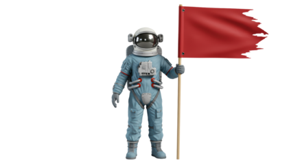 Isolated Astronaut with Torn Flag