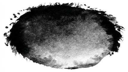 Abstract black and white watercolor blob