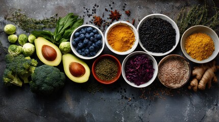 Colorful assortment of wholesome foods