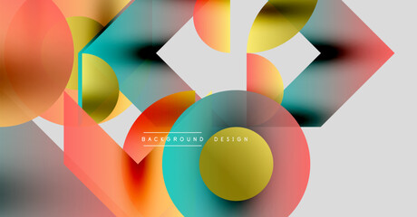 Fototapeta premium Abstract colorful shapes overlap. Gradient hues create dynamic composition. Modern design elements suggest fluidity, energy.