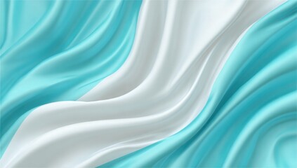 Obraz premium Smooth folds of light blue and white fabric.
