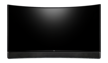 55-inch curved TV featuring a glossy black frame and integrated soundbar